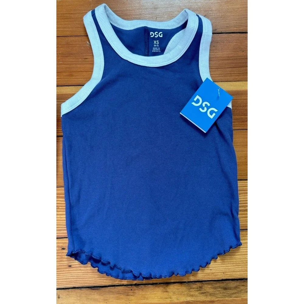DSG Girls Indigo Blue White Tank Top XS Moisture Wicking Bundle